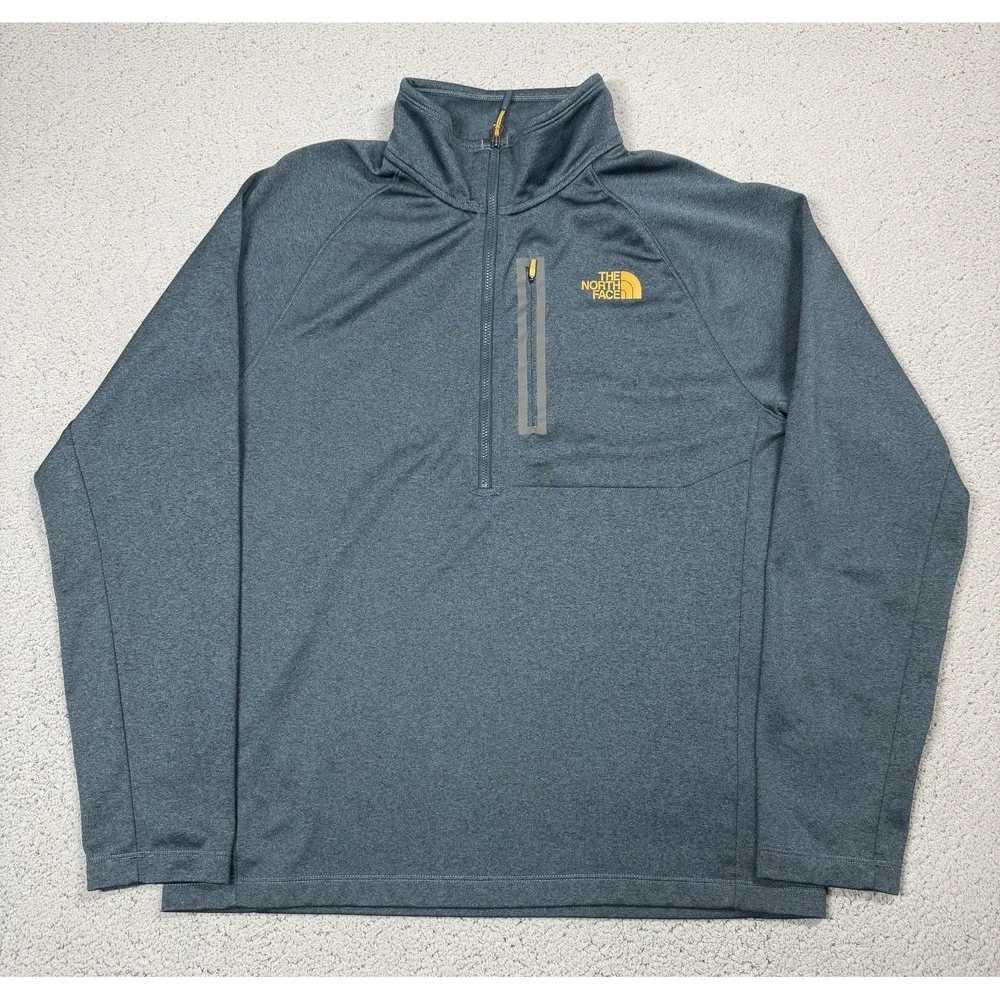 The North Face Pullover Mens Large Blue 1/4 Zip Long Sleeve Fleece Hiking Top